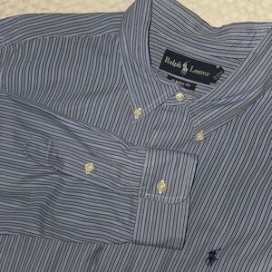 Polo Ralph Lauren Men’s Blue Striped Long Sleeve Button Down Shirt Classic XL